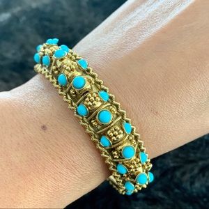 Gold & Turquoise Bangle Bracelet